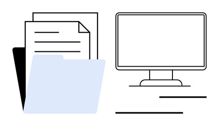 digital file management with folder documents vector image