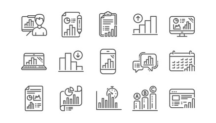 graph line icons charts and graphs presentation vector image