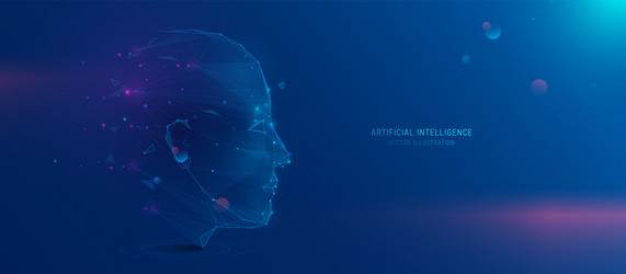 humanoid head with neon neural network artificial vector image