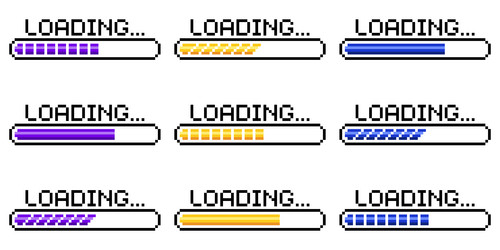 pixel art 8-bit loading bar concept vector image