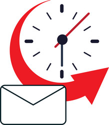 Clock with arrow and envelope icon vector