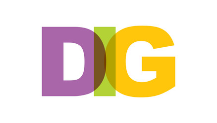 dig phrase overlap color no transparency concept vector