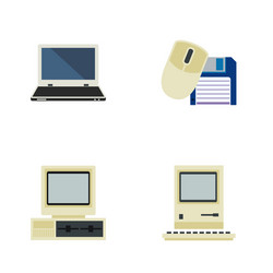 flat icon computer set of mouse notebook vector image