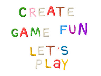 handmade modeling clay words lets play fun game vector