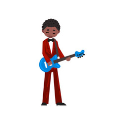 Male african american musician in red suit playing vector