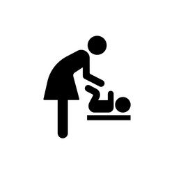 Mother change a diaper for child icon restroom vector