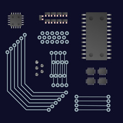 microchip set of elements vector image