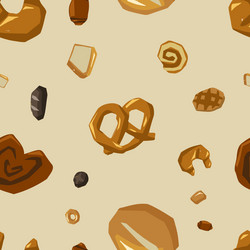 seamless pattern of various bread types waffles vector image