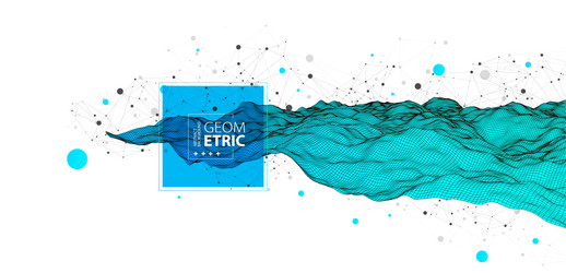 wireframe background with plexus effect vector image