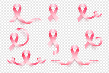 3d realistic pink ribbon set breast cancer Vector Image