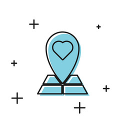 black map pointer with heart icon isolated vector image