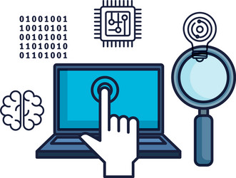 laptop computer with tech icons vector image