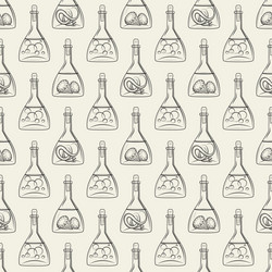 alchemy seamless pattern with bottles vector image