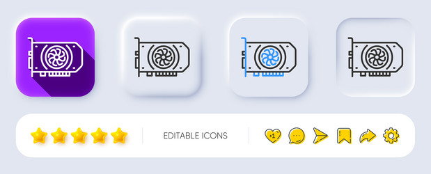 gpu graphic card line icon computer component vector image