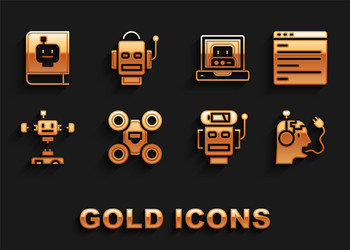 set drone computer api interface robot charging vector image