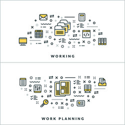 thin line working and work planning concepts vector image