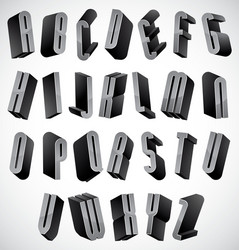 3d font thin and tall dimensional letters set vector