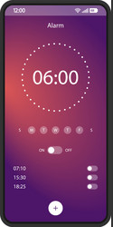alarm clock app smartphone interface template vector image