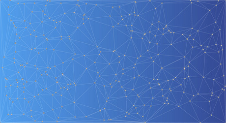 blue gradient network grid with golden nodes vector image