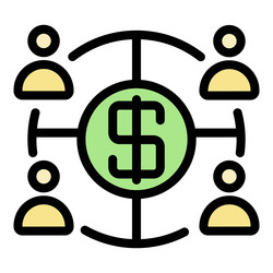 Dollar in target and people icon color outline vector