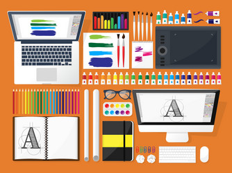 Graphic web design drawing and painting vector