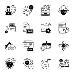 modern web coding hand drawn icons vector image