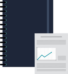 notebook and graph chart icon vector image