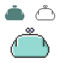 pixel icon purse in three variants fully vector