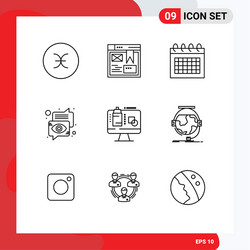 9 universal outlines set for web and mobile vector image