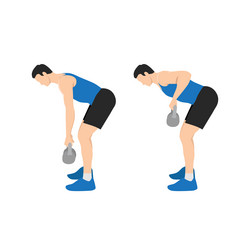 Man doing single arm bent over row exercise Vector Image