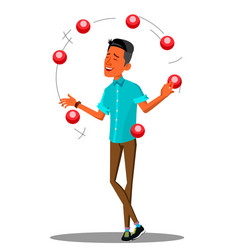 Man Juggling Colorful Balls - Active Sport vector image