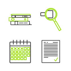 set line exam sheet with check mark calendar vector image