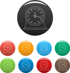 Table clock icons set color vector