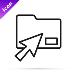 black line cursor click document folder icon vector image