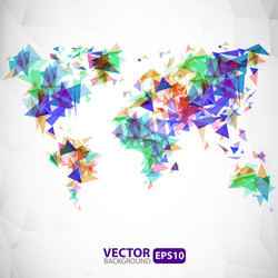 Exploding World Map - Abstract Triangles vector image