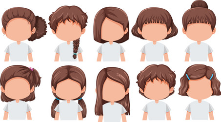 set of girl with different hairstyle vector