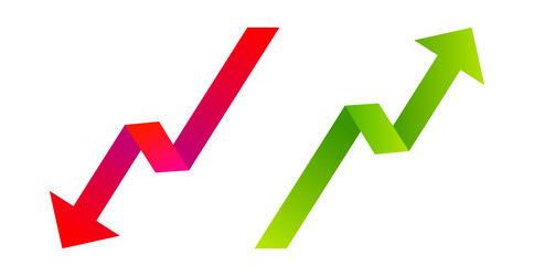 Green and red arrows up and down web shiny icons Vector Image