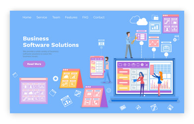 business software solution web page with text vector image
