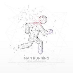 man running line and composition digitally drawn vector image