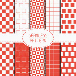 set of geometric red seamless pattern with squares vector image