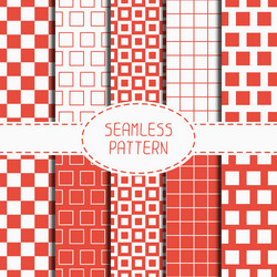 Set of geometric red seamless pattern with squares vector