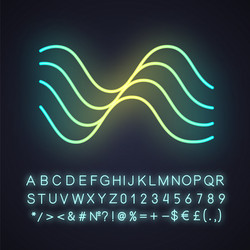 Wavy sound lines neon light icon music rhythm vector