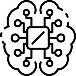 Ai processor brain icon outline style vector