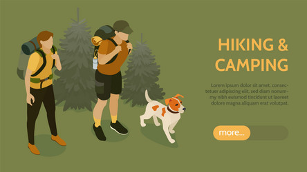 Hiking camping horizontal banner vector