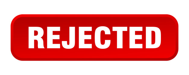 rejected button square 3d push vector image