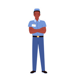 Confident african american seller man standing vector