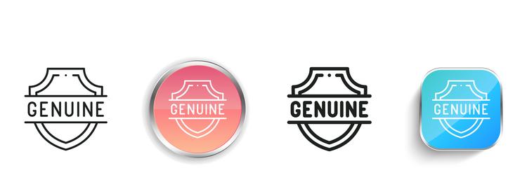genuine icon thin linear regular and button style vector image