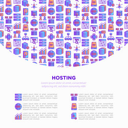 hosting concept with thin line icons vps vector image