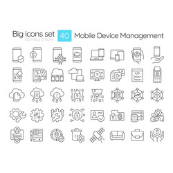 mobile device management linear icons set vector image