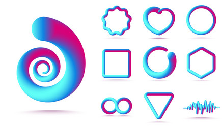 Modern 3D Abstract Shape Set vector image